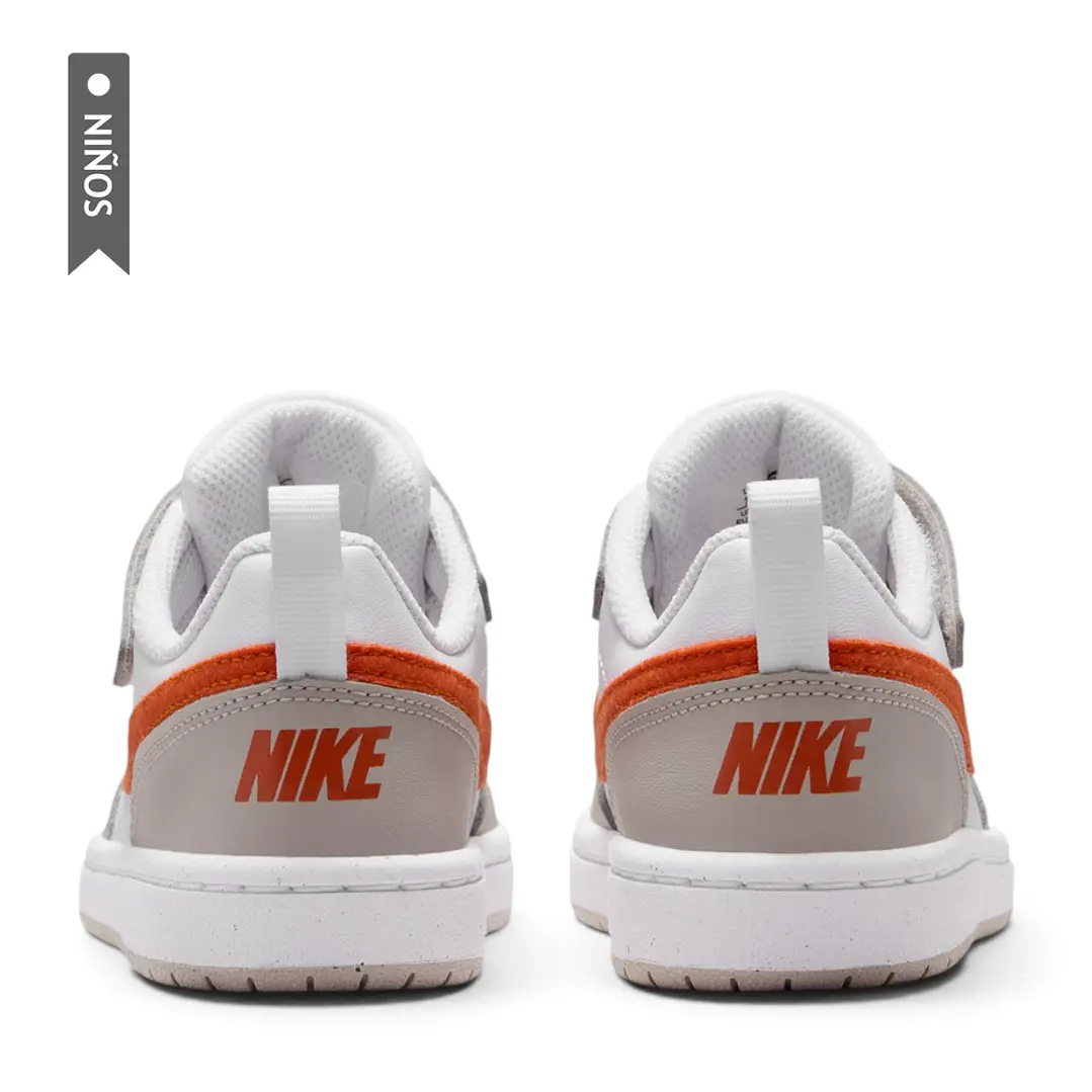 Tenis Nike Court Borough Low Ess Bpv Niño-Blanco/Naranja 5