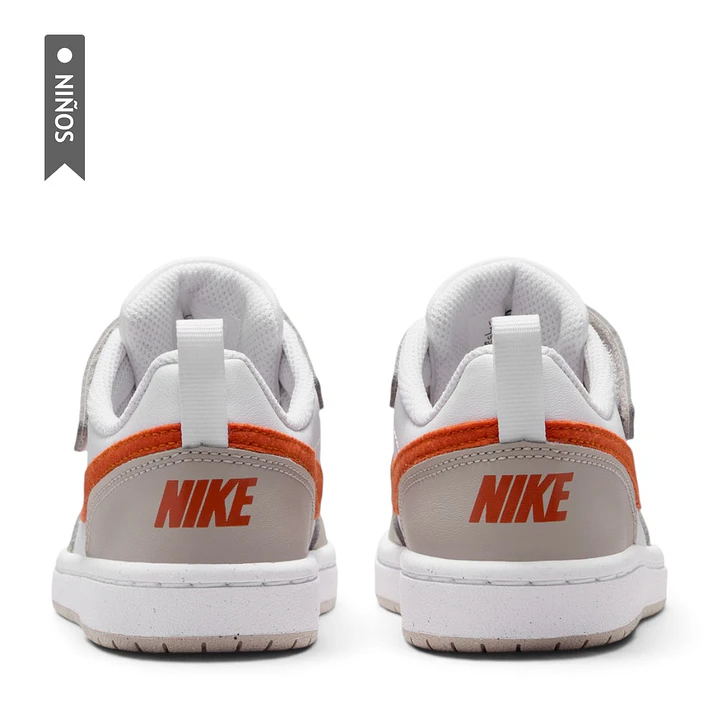 Tenis Nike Court Borough Low Ess Bpv Niño-Blanco/Naranja 5