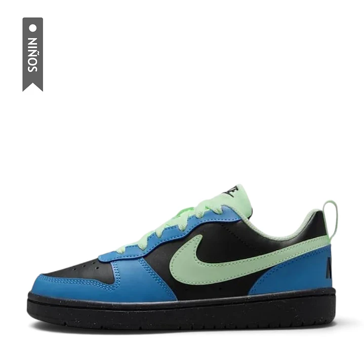 Tenis Nike Court Borough Low Recraft De Niño-Negro/Azul 3