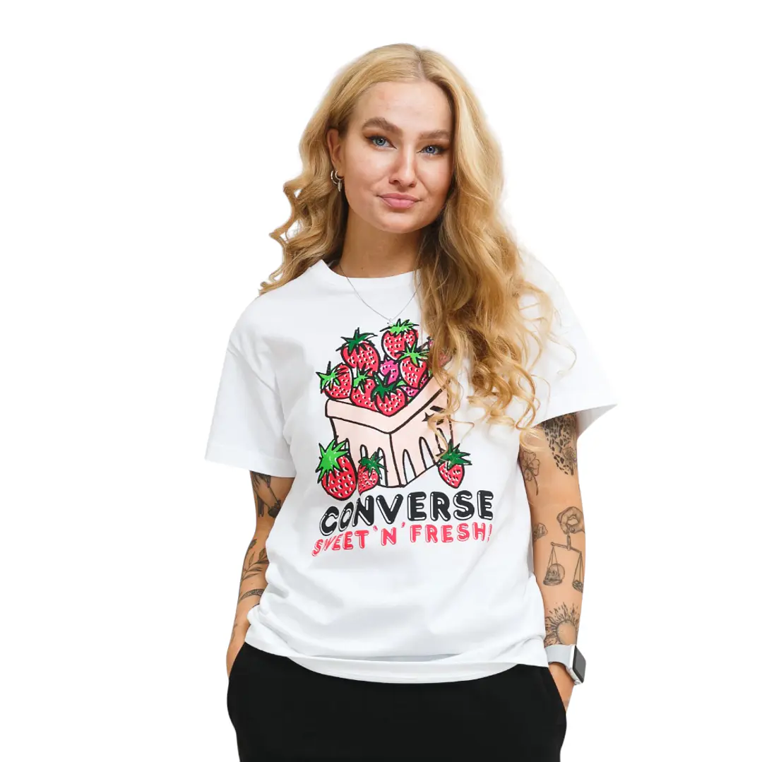 Camiseta Converse Basket Para Mujer-Blanco 1