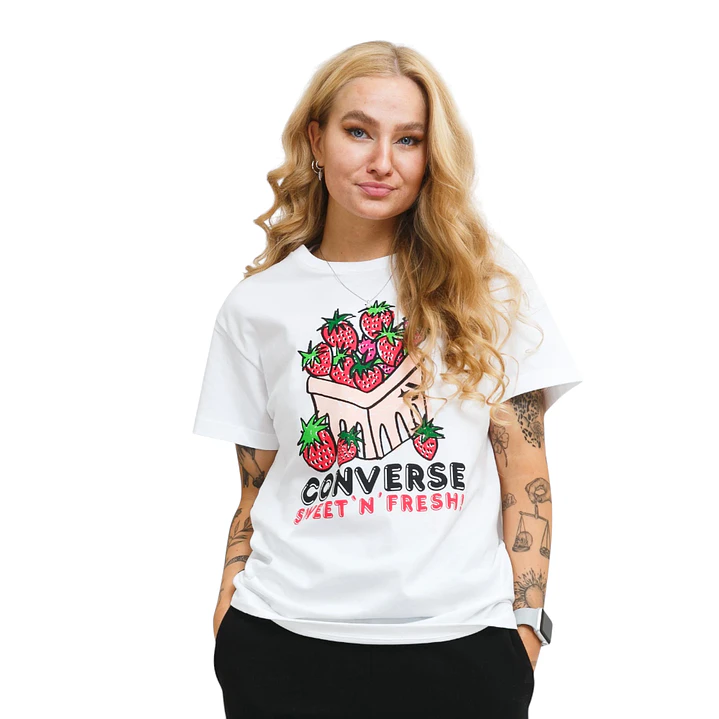 Camiseta Converse Basket Para Mujer-Blanco 1
