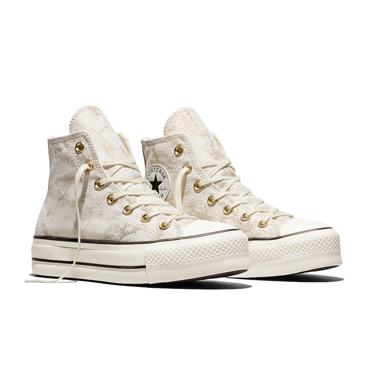 Tenis Botas Converse Chuck Taylor Lift Mujer-Beige/Negro 4