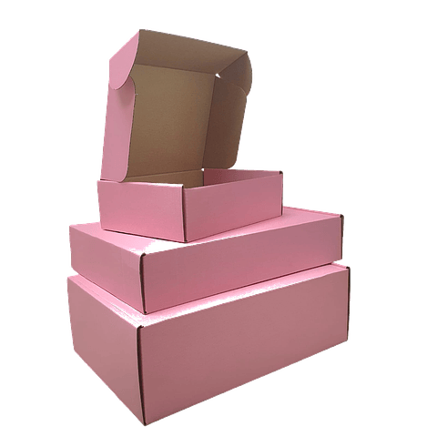 PACK OFERTA x MAYOR !!!  Caja Cartón Multiuso Autoarmable Rosada 