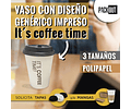 Vaso Café Diseño Its Time To Coffee + Tapa  100 unidades