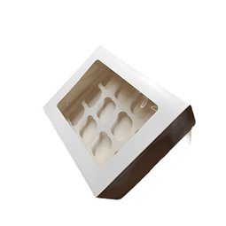 Caja Torta Premium  Blanca con Ventana + Base Muffins