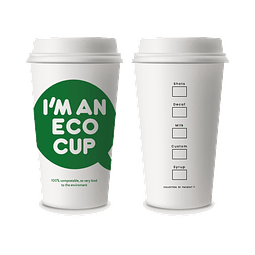 OFERTA MAYORISTA!!! Vaso Café Compostable ECO CUP + Tapa Blanca Compostable Caja 1.000 unidades