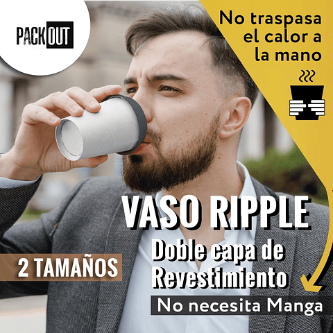 OFERTA MAYORISTA!!! Vaso Café Negro Ripple Doble Capa 1.000 Unidades