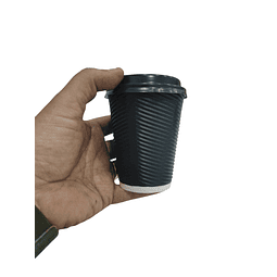 Vaso Café Negro Ripple Doble Capa + Tapa 100 Unidades