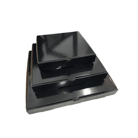OFERTA MAYORISTA!!! Caja Pizza Revestida GLOSSY Negra 500 Unidades