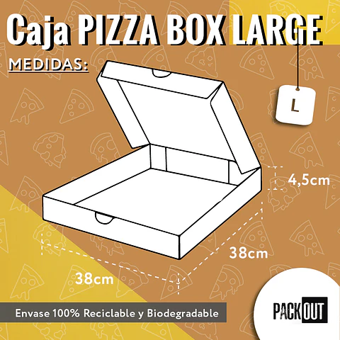 Caja Pizza Negra Lisa - Personalizable