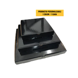 Caja Pizza Revestida GLOSSY Negra - Personalizable