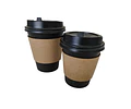 OFERTA CYBER DAY!!! Vaso Café Polipapel Negro con Tapa + Manga 