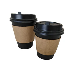 OFERTA CYBER DAY!!! Vaso Café Polipapel Negro con Tapa + Manga 