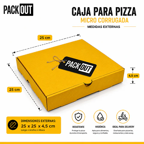 Caja Pizza Amarilla Lisa