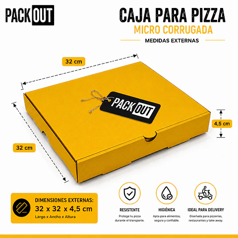 Caja Pizza Amarilla Lisa