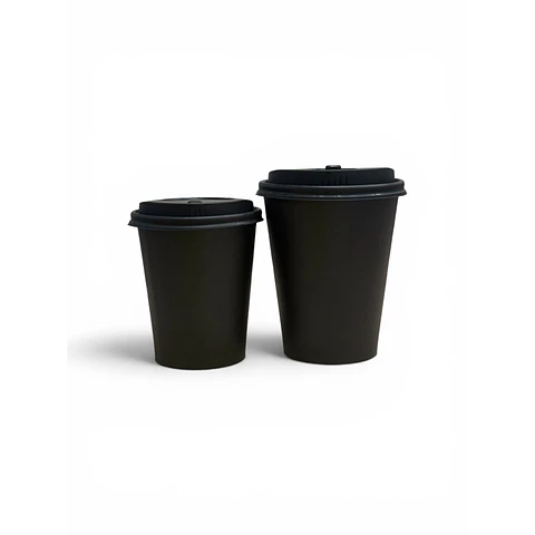 Vaso Café Negro Compostable + Tapa Compostable