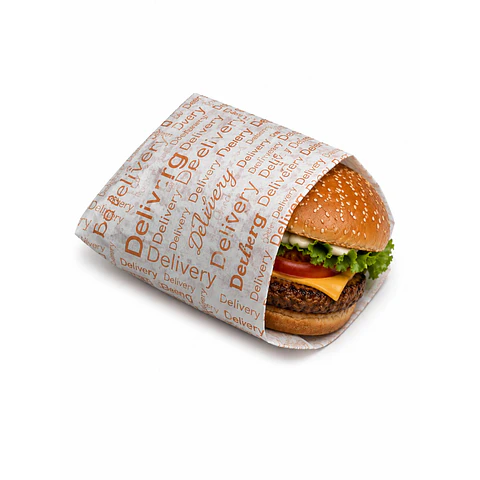 Saco Antigrasa Blanco con Diseño Delivery / Hamburguesa 200 Unidades