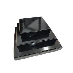 Caja Pizza Revestida GLOSSY Negra 50 Unidades