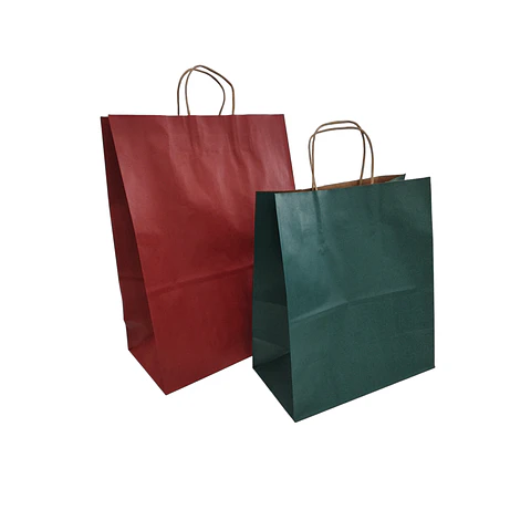 WINTER SALE!! Bolsa Kraft Verde o Roja con Manilla 100 Unidades