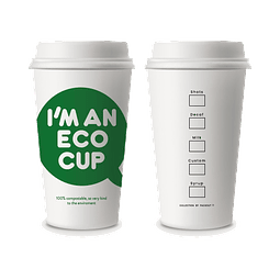 Vaso Café Compostable ECO CUP + Tapa Blanca Compostable 100 Unidades
