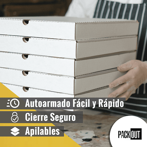 Caja Pizza Cartón Micro Corrugado Blanca 50 Unidades