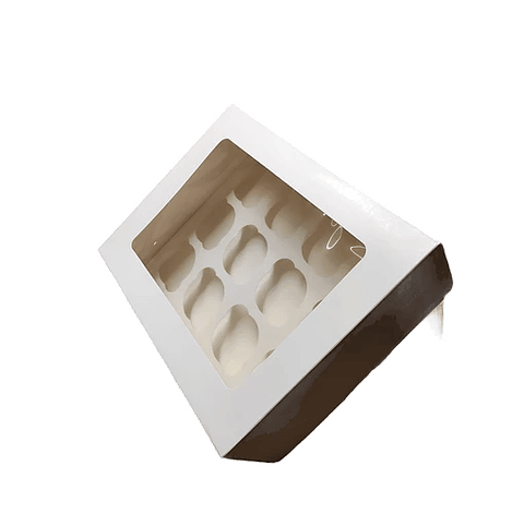 Caja Torta Premium  Blanca con Ventana + Base Muffins 6 Unidades