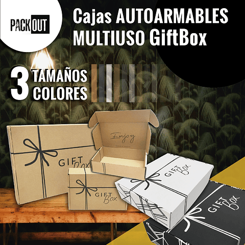 Caja Cartón Microcorrugado Autoarmable GIFT BOX  Negra 50 Unidades