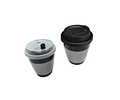 Vaso Reutilizable Negro + Tapa Reutilizable + Manga Reutilizable 100 Unidades