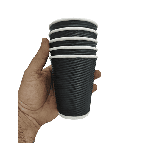 PACK x MAYOR!!! Vaso Café Negro Ripple Doble Capa 300 Unidades