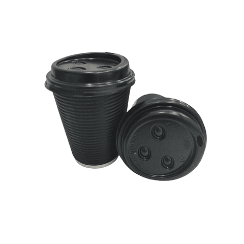 OFERTA MAYORISTA!!! Vaso Café Negro Ripple Doble Capa + Tapa 1.000 Unidades