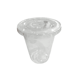 Vaso Transparente Compostable PLA  + Tapa Plana Compostable PLA  100 unidades