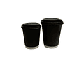 Vaso Café Negro Doble Capa + Tapa 100 Unidades