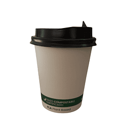 Vaso Café Compostable  + Tapa Compostable PLA  100 Unidades