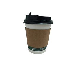 Vaso Café Compostable + Tapa Compostable PLA+ Manga  100 unidades