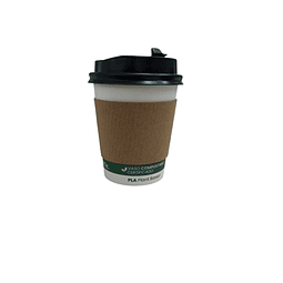 PACK x MAYOR!!!  Vaso Café Compostable + Tapa Compostable + Manga  300 unidades