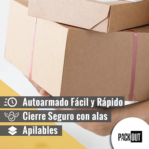 Caja Cartón Multiuso Autoarmable Cuadrada Negra