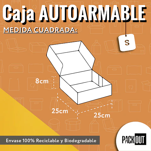 Caja Cartón Multiuso Autoarmable Cuadrada Negra