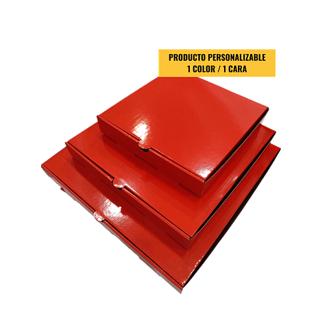 Caja Pizza Revestida GLOSSY Roja  - Personalizable