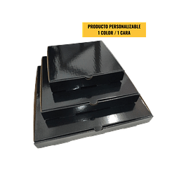 Caja Pizza Revestida GLOSSY Negra  - Personalizable