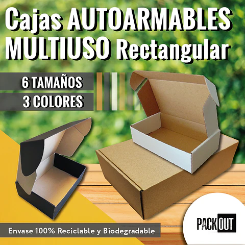 Caja Cartón Multiuso Autoarmable Negra - Personalizable