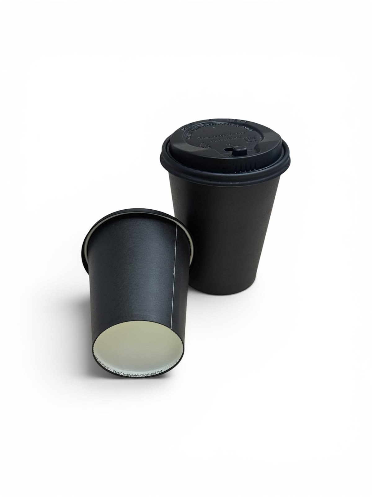 Vaso Café Negro Compostable + Tapa Compostable