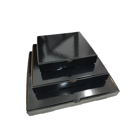Caja Pizza Revestida GLOSSY Negra 50 Unidades