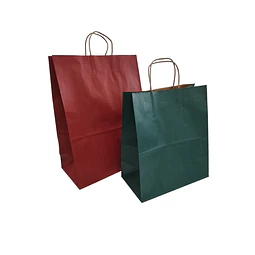 WINTER SALE!! Bolsa Kraft Verde o Roja con Manilla 100 Unidades