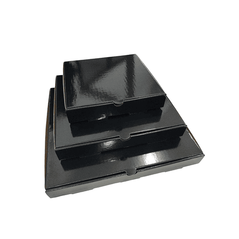 Caja Pizza Revestida GLOSSY Negra 50 Unidades
