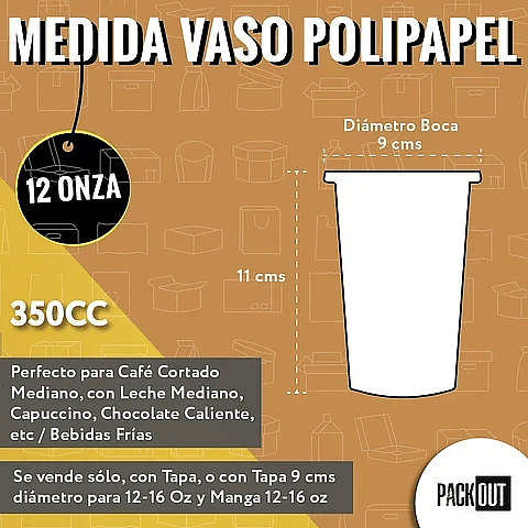 PACK x MAYOR!!! Vaso Polipapel Café Chocolate+ Tapa 300 Unidades