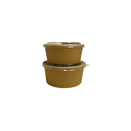 PACK x MAYOR!!! Bowl Kraft Compostable + Tapa PLA 300 Unidades