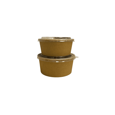 PACK x MAYOR!!! Bowl Kraft Compostable + Tapa PLA 300 Unidades