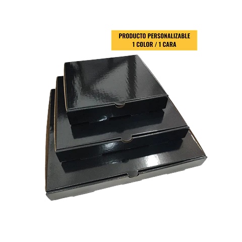 Caja Pizza Revestida GLOSSY Negra - Personalizable