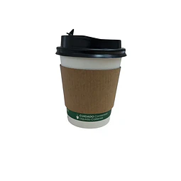 Vaso Café Compostable + Tapa Compostable PLA+ Manga 