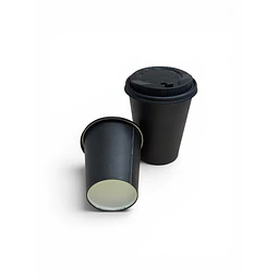Vaso Café Negro Compostable + Tapa Compostable